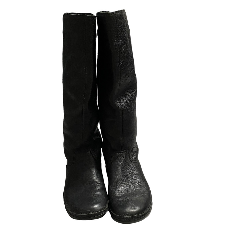 FitFlop Black Leather Knee High Pull on Boots Women’s 8
